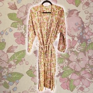 100% Cotton Robe Kimono Spring Flowers And Birds